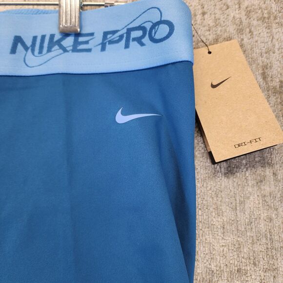 Nike Pro Women's Training Athletic Shorts Blue Compression Tight Size 2XL NWT - Picture 6 of 9